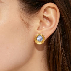 Geometric square drop shape crystal stainless steel earrings