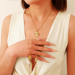 Stainless Steel Necklace with Sliding Zircon pendant unique pendant necklace
