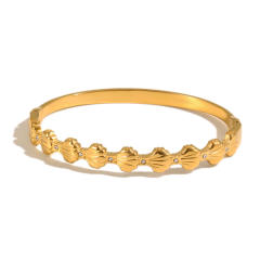 18KG cubic zircon inlaid stainless steel bangle bracelet
