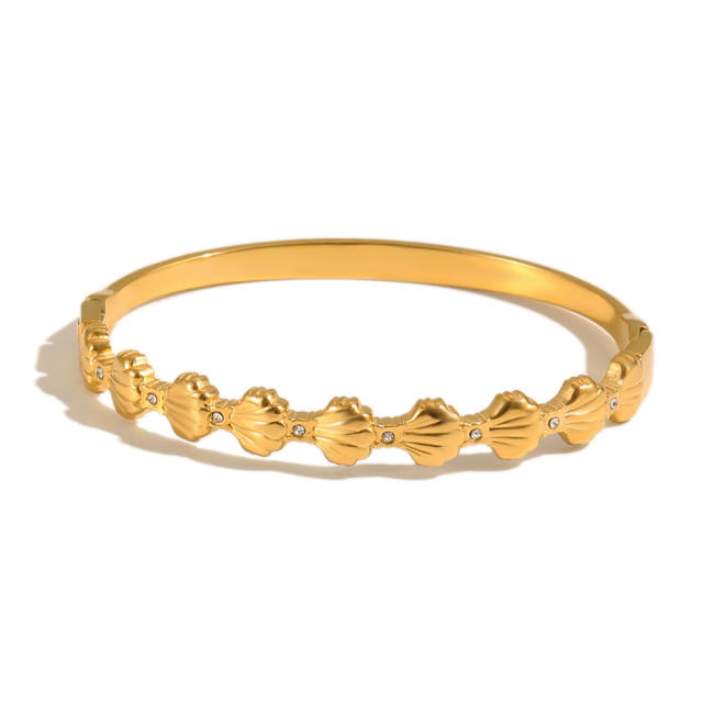 18KG cubic zircon inlaid stainless steel bangle bracelet