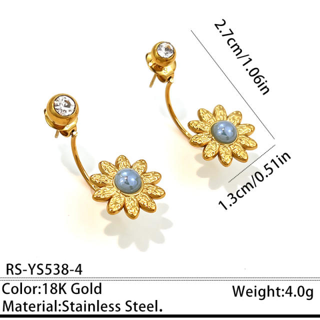 Holiday design colorful crystal inlaid stainless steel earrings jacket earrings