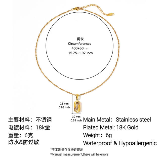 Stainless Steel Necklace with Sliding Zircon pendant unique pendant necklace
