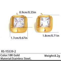 Geometric square drop shape crystal stainless steel earrings