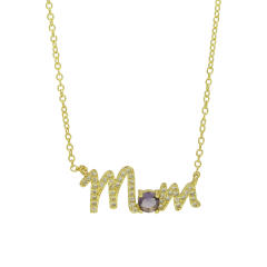 Hot sale birthstone mom letter gold plated copper necklace mother's day gift