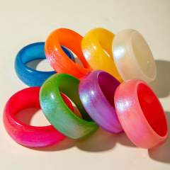 Ins Glitter Laser Resin Bracelet Simple Pearlescent Colorful Exaggerated Bracelet Wholesale