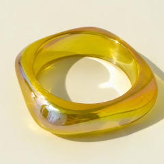Macaron-Colored Wide-Edge Resin Laser Bracelet Geometric Irregular Bracelet
