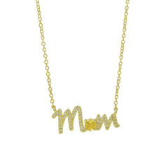 Hot sale birthstone mom letter gold plated copper necklace mother's day gift