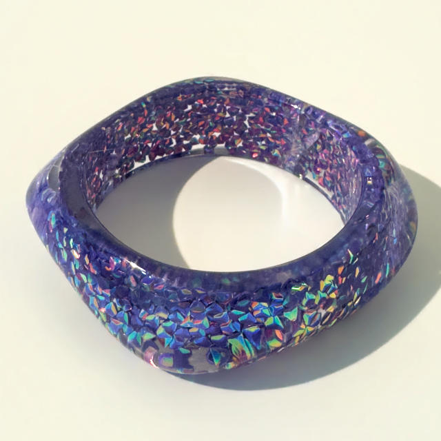 Simple Translucent Phantom Gentle Purple Bracelet Fashionable Laser Resin Exaggerated Hand Jewelry