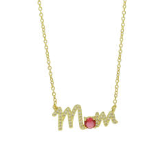Hot sale birthstone mom letter gold plated copper necklace mother's day gift
