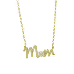 Hot sale birthstone mom letter gold plated copper necklace mother's day gift