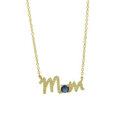 Hot sale birthstone mom letter gold plated copper necklace mother's day gift