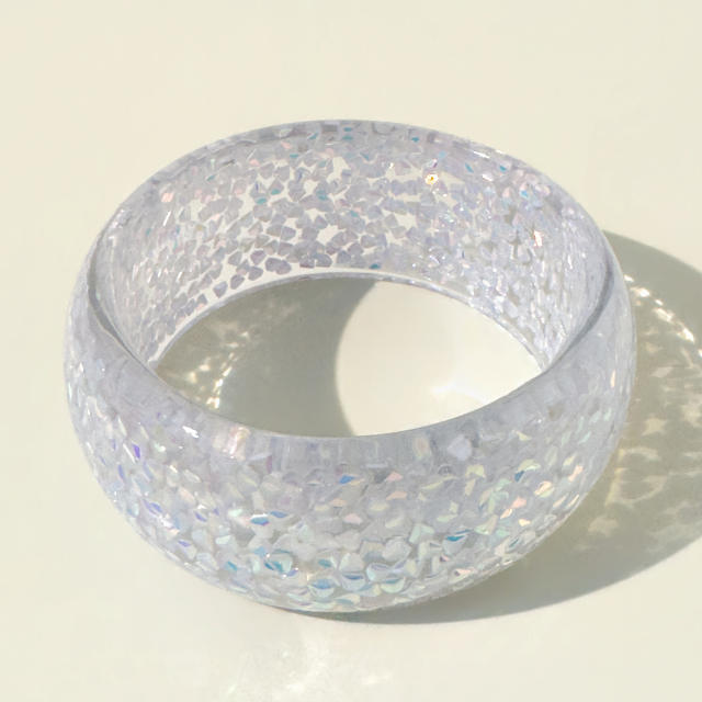 Fashionable Translucent Resin Glitter Diamond Bracelet Simple Pearlescent Exaggerated Bracelet