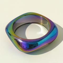 Macaron-Colored Wide-Edge Resin Laser Bracelet Geometric Irregular Bracelet