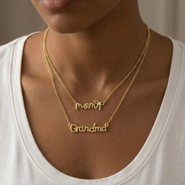 Mother's Day Hot-Selling Copper-Plated 18K Mom/Mama/Love Necklace