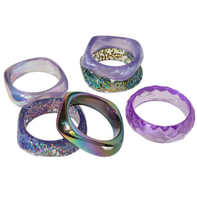 Simple Translucent Phantom Gentle Purple Bracelet Fashionable Laser Resin Exaggerated Hand Jewelry