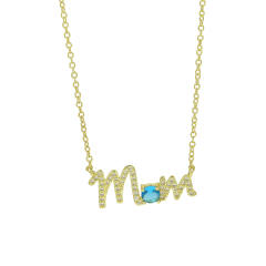 Hot sale birthstone mom letter gold plated copper necklace mother's day gift