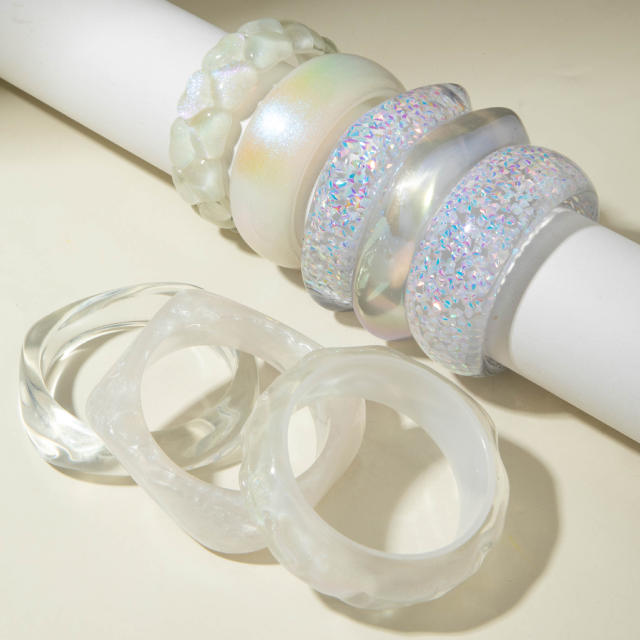 Fashionable Translucent Resin Glitter Diamond Bracelet Simple Pearlescent Exaggerated Bracelet
