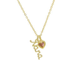 Creative birthstone heart pendant mama letter pendant copper necklace