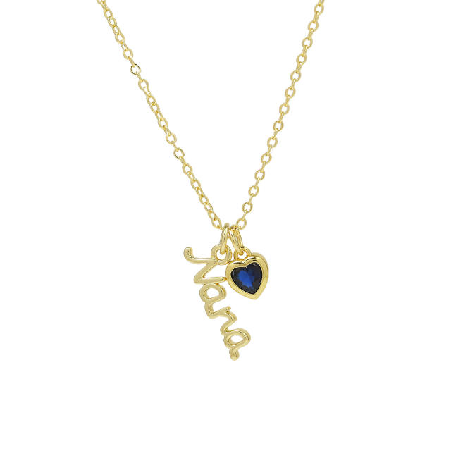 Creative birthstone heart pendant mama letter pendant copper necklace