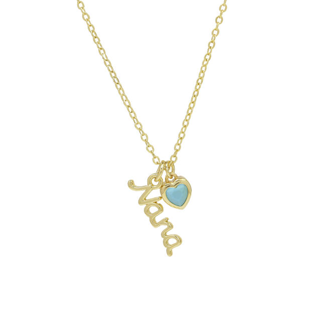 Creative birthstone heart pendant mama letter pendant copper necklace