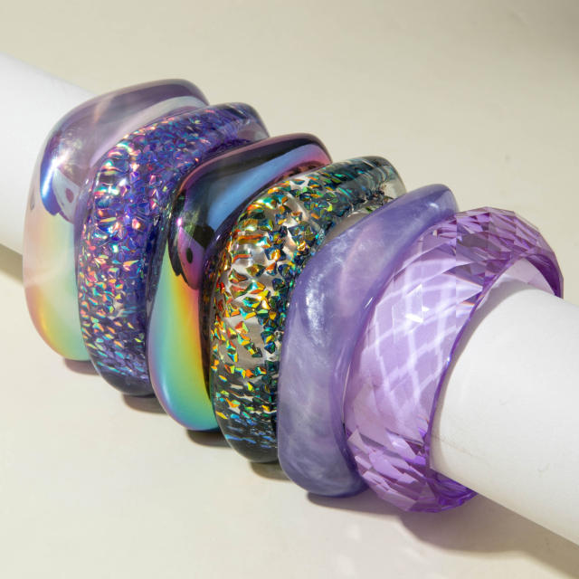 Simple Translucent Phantom Gentle Purple Bracelet Fashionable Laser Resin Exaggerated Hand Jewelry