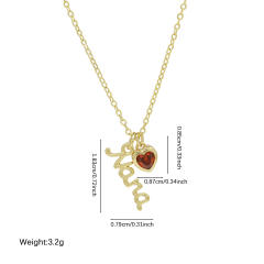 Creative birthstone heart pendant mama letter pendant copper necklace