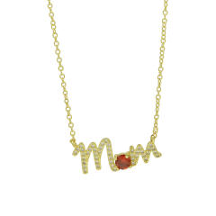 Hot sale birthstone mom letter gold plated copper necklace mother's day gift