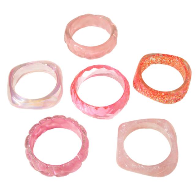 Pink Water Ripple Round Resin Bracelet Simple Ins Glitter Peach Heart Hand Jewelry