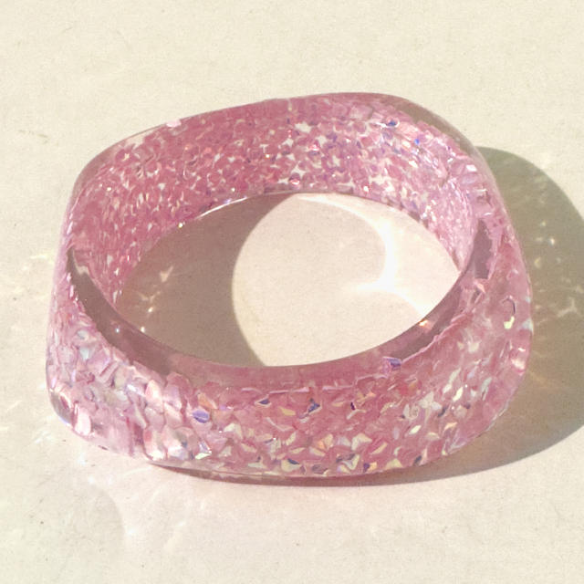 Pink Water Ripple Round Resin Bracelet Simple Ins Glitter Peach Heart Hand Jewelry