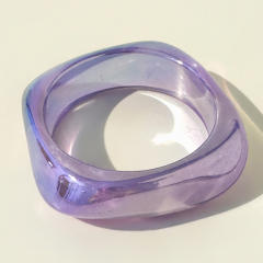 Macaron-Colored Wide-Edge Resin Laser Bracelet Geometric Irregular Bracelet