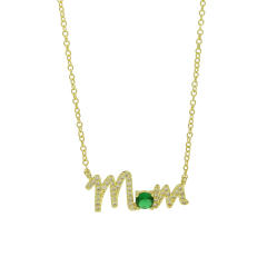 Hot sale birthstone mom letter gold plated copper necklace mother's day gift
