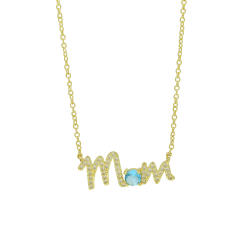 Hot sale birthstone mom letter gold plated copper necklace mother's day gift