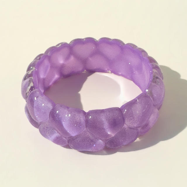 Macaron-Colored Glitter Heart Bracelet Heart-Shaped Rainbow-Colored Glitter Exaggerated bangle