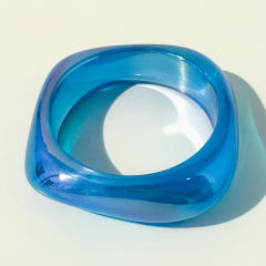 Macaron-Colored Wide-Edge Resin Laser Bracelet Geometric Irregular Bracelet