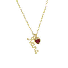 Creative birthstone heart pendant mama letter pendant copper necklace