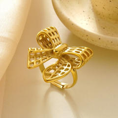Hollow out stereo bow stainless steel rings