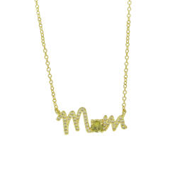 Hot sale birthstone mom letter gold plated copper necklace mother's day gift