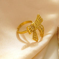 Hollow out stereo bow stainless steel rings