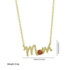 Hot sale birthstone mom letter gold plated copper necklace mother's day gift