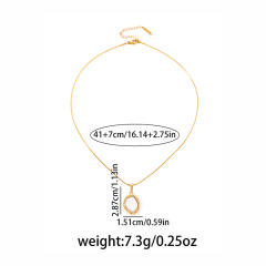 Baroque pearl geometric pendant stainless steel necklace