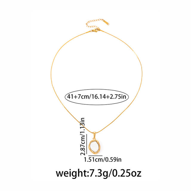 Baroque pearl geometric pendant stainless steel necklace