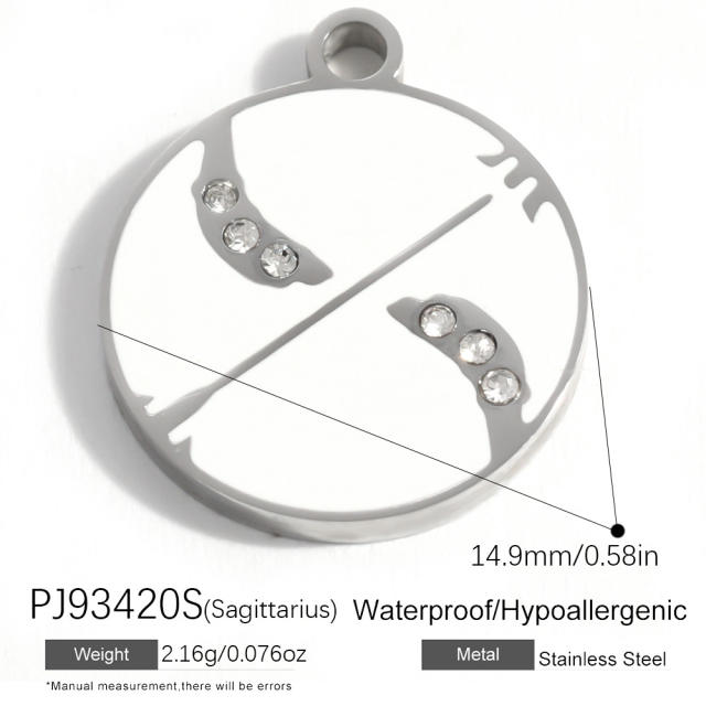 Color enamel round shape zodiac charm stainless steel charm for jewelry making