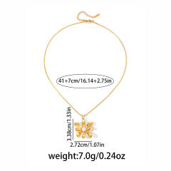 Sweet pearl flower pendant stainless steel necklace