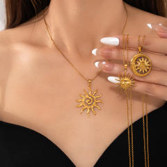 Holiday sun pendant stainless steel necklace