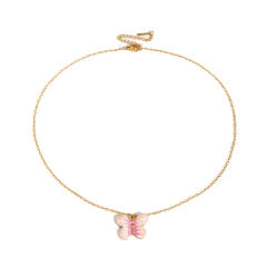Color enamel butterfly pendant stainless steel necklace