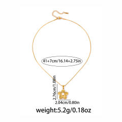 Sweet pearl flower pendant stainless steel necklace