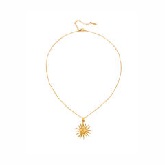 Holiday sun pendant stainless steel necklace