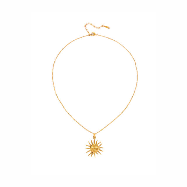 Holiday sun pendant stainless steel necklace