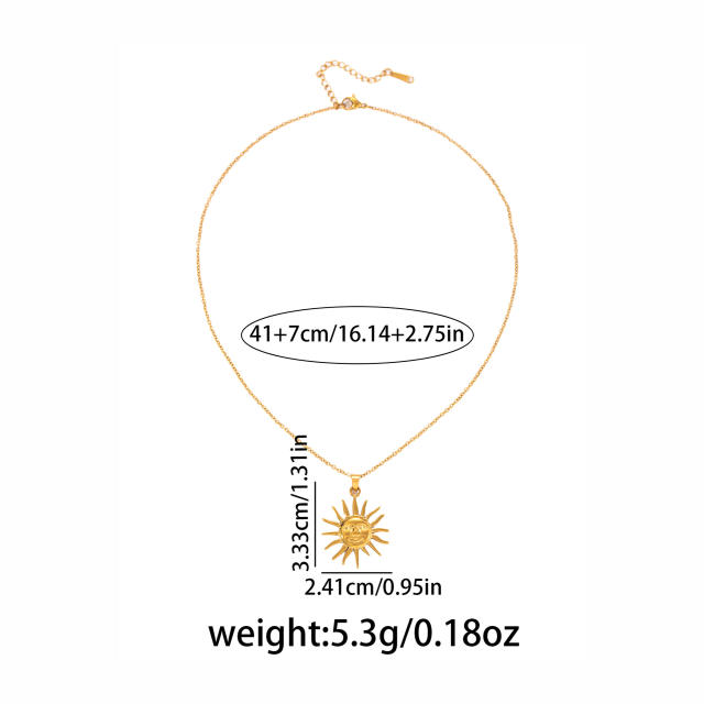 Holiday sun pendant stainless steel necklace