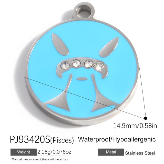 Color enamel round shape zodiac charm stainless steel charm for jewelry making